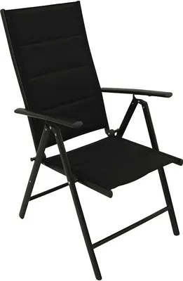 Produktbild von Klappsessel Gartensessel  Aluminium dunkelgrau + Textilgewebe gepolstert schwarz 2-er Set