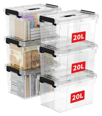 Produktbild von Cetomo 20L*6 Aufbewahrungsboxen, Tragbare Plastikboxen mit Deckeln, Organizer-Be