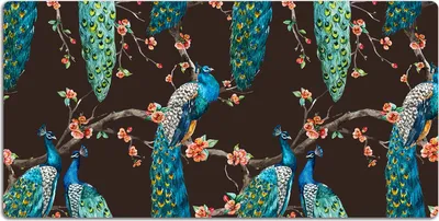 Produktbild von Schreibtischmatte Tischunterlage 90x45 cm Mauspad - Pfau