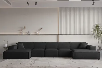 Produktbild von Wohnlandschaft U-Form CELES PREMIUM XL in Stoff Ascot Bukla Schwarz