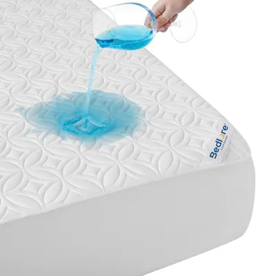 Zdjęcie produktu dla Wodoodporny pokrowiec na materac, 160x200 cm, wysokość 40 cm, oddychający, biały