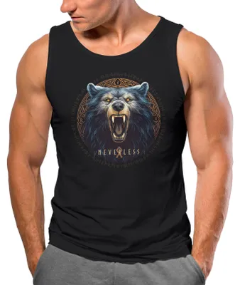 Produktbild von Herren Tank-Top Odin Ragnar Gott Nordisch Runen Valhalla Wikinger Nordmänner Mythologie Muscle Shirt Neverless® schwarz M