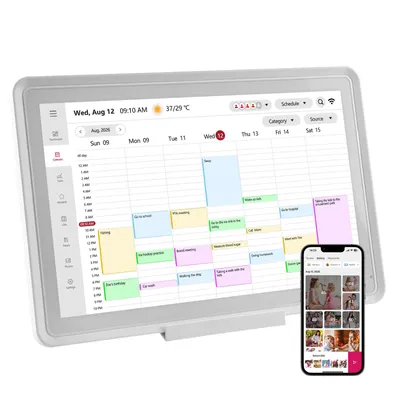 Immagine prodotto di HDeye, calendario elettronico e cornice digitale intelligenti da 14 pollici – Wi-Fi, touchscreen a 10 punti, 32 GB, luminosità automatica, bianco