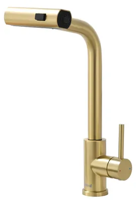 Ausziehbarer Küchenwasserhahn, 360° drehbar, Gold, 3 Strahlarten