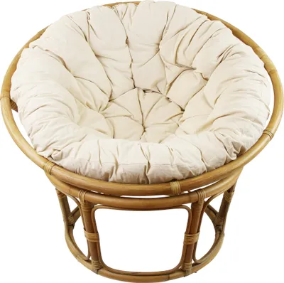 Produktbild von 3tlg. Rattan Relaxsessel Papasan Kissen Sessel  Korbsessel Lounge + Kissen natur