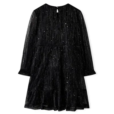 Image de vidaXL Robe à manches longues pour enfants Noir 116