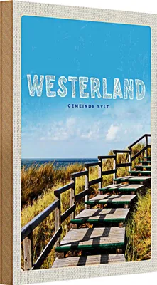 Produktbild von Holzschild Reise 20x30cm Westerland Gehweg am Strand Meer Trip