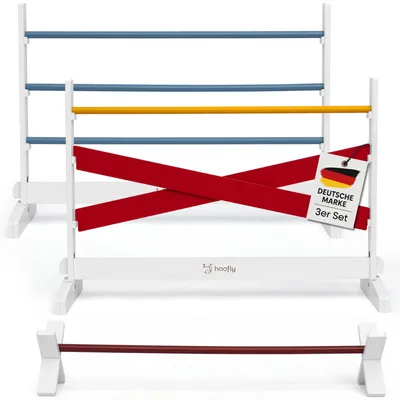 Immagine prodotto di Hoofly Hobby Horse Obstacles Set di 3 - ostacoli in legno per bambini per saltare e allenarsi / cavaletti e accessori per l'equitazione hobbistica