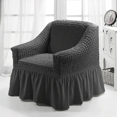 Obrázek produktu pro Stretch Sofa Cover Sofa Seat Cushion Cover Pleated Ruffle Skirt Sofa Cover European Style Chair Cover (1-Seater, Dark Grey)