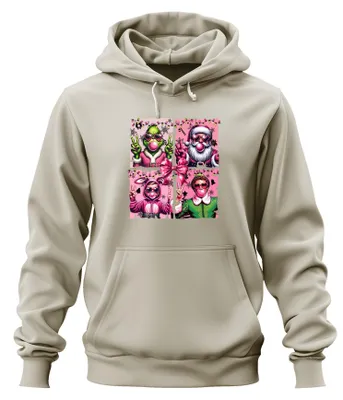 Obrázok produktu pre Holly Jolly Christmas Movies Pink Christmas Movie - Christmas Xmas Uni mikina s kapucňou, Nature, 3XL