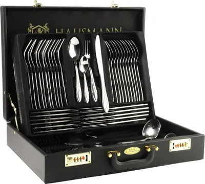 Produktbild von Besteck Set 72-teilig für 12 Personen – Edelstahl Besteckkoffer mit Servierbesteck, Spülmaschinenfest, Geschenkidee