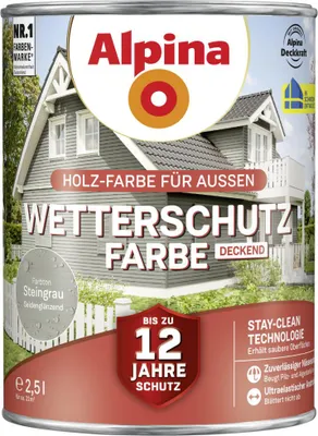 Produktbild von Alpina Wetterschutzfarbe 2,5 L steingrau