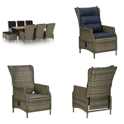 Immagine prodotto di vidaXL Set da pranzo da giardino 9 pezzi con cuscini in rattan marrone - Set di mobili da giardino - Set di mobili da giardino - Tavolo e sedia da giardino - Tavoli e sedie da giardino