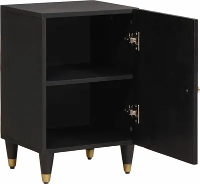 Produktbild von vidaXL Badezimmerschrank Schwarz 38 x 33 x 58 cm Massivholz Mango
