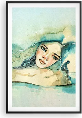 Produktbild von Gerahmtes Poster - Schwarzer Rahmen - Aquarell Frau Emotionen - 61x91,5 cm - Wand Bild - Wanddeko - Wandbilder - Kunstposter - Wandposter - Bilderrahmen - Bilder - Kunstdruck - P2BPA61x91-4858