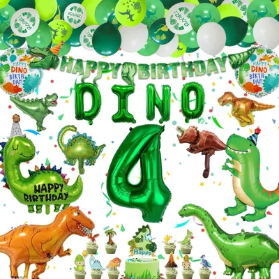 Dinosaurier-Geburtstagsparty-Set für 4-Jährige, Jungen und Mädchen