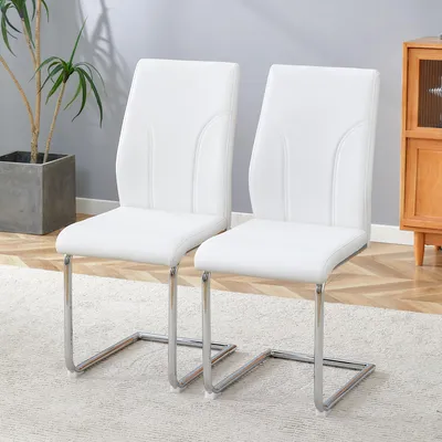 Produktbild von okwish Esszimmerstuhl 2er-Set mit Metallstuhlbeinen,Moderner Stil, Küchenstuhl,ohne Armlehnen,Für Wohnzimmer oder Schlafzimmer, Weiß
