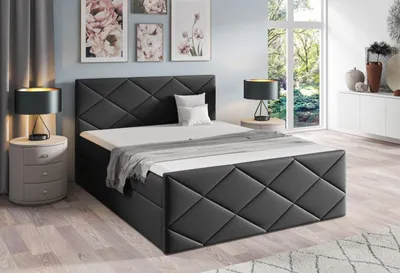 Obrázok produktu pre Posteľ s matracom a roštom HALKA - 200x200, čierna + topper ZDARMA