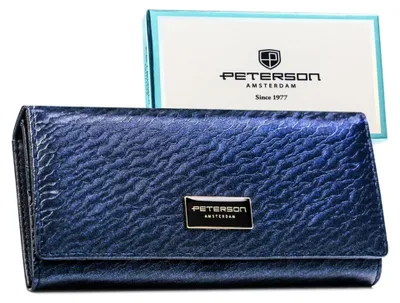 Obrázek produktu pro Peterson dámská peněženka RFID modrá kožená horizontální velká 18,5x9 cm