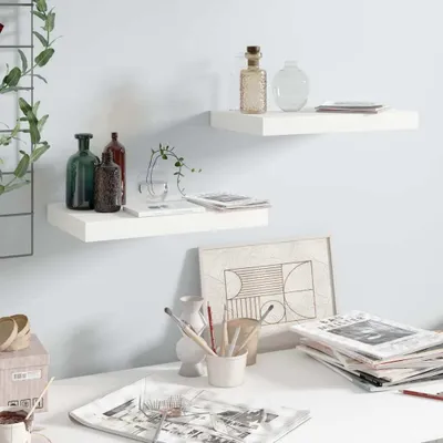 Produktbild von vidaXL Schweberegale 2 Stk. Hochglanz-Weiß 40x23x3,8 cm MDF