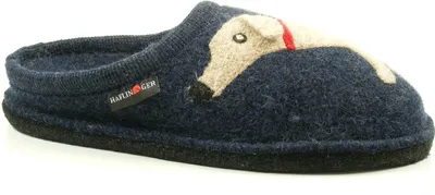 Produktbild von Haflinger Damen Hausschuh Pantoffel Wolle Flair Dackel 313021-0-79, Größe:37 EU, Farbe:Blau