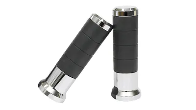 Image de POIGNETS CHAUFFANTS AVEC RÉGULATEUR (22 mm / 25 mm, 7/8 - 1 pouce) - LONGUEUR : 120 mm - RÉGULATEUR LCD - 5 NIVEAUX DE CHAUFFAGE (électrique) - COULEUR : CHROME