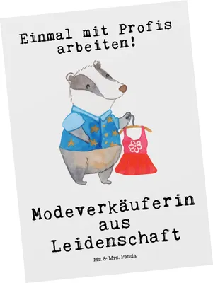 Produktbild von Mr. & Mrs. Panda Postkarte Modeverkäuferin Leidenschaft - Weiß - Geschenk, Spruch, bildkarte, Fashion Store, Witzig, Verkäuferin, Grußkarte, Postkarten, Ansichtskarten
