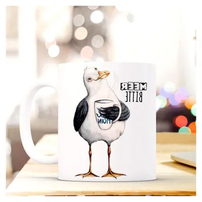 Produktbild von Lustige Kaffeetasse maritim mit Möwe und Spruch