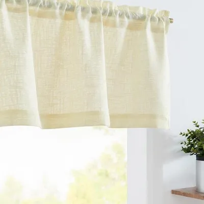 Imagen del producto de Ibenzoa® Cortina de tul transparente, color amarillo, ideal para bistro – cortina ligera de 130x40 cm, tejido de malla transpirable, dobladillo de 5 cm – para cocina y salón