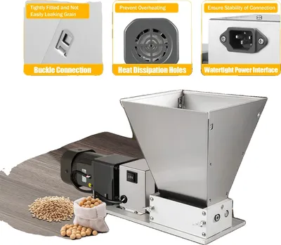 Produktbild von Elektrische Getreidemühle, Hochleistungs-Trichter, Effiziente Mahlrate, Einstellbare Walzeneinstellungen