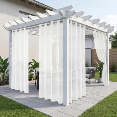 Immagine prodotto di Tenda per esterni Trasparente Impermeabile Protezione solare Tende per la privacy Tende per esterni con occhielli, 1 pezzo, Bianco, L132xH244cm