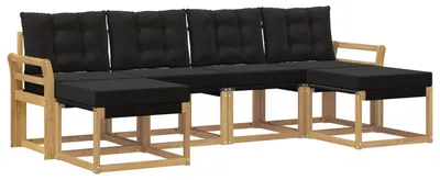 Produktbild von vidaXL Outdoor-Sofagarnitur mit Kissen 6 pcs Weiß und Schwarz