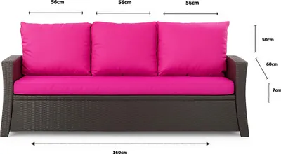 Produktbild von Gartenkissen Set rosa – 160x60 + 3x50x56 cm Gartenkissen für ein 2-3-Sitzer-Sofa  Weiche Auflagen für Rattan/Polyrattan – Abnehmbare Bezüge