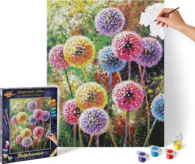 Produktbild von Schipper 609130872 Malen nach Zahlen - Blütenfeuerwerk - Bilder malen für Erwachsene, inklusive Pinsel und Acrylfarben, 40 x 50 cm
