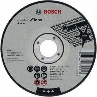 Produktbild von Packung mit 10 BOSCH-Scheiben Ø125 X 22.23 X 1.6 Standard INOX - 2608619050