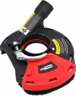 A dust shroud attachment for an angle grinder.