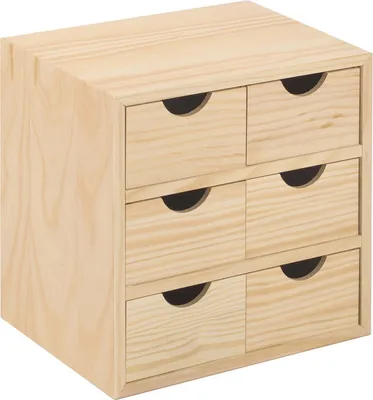 Image de Mini bloc de rangement en pin brut avec tiroirs 6 tiroirs M2