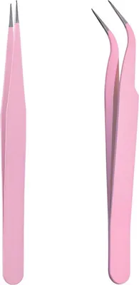 Immagine prodotto di Set di 2 pinzette per sopracciglia dritte e curve in acciaio inossidabile Rosa 11,5 cm