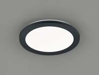 Produktbild von Kleine LED Deckenleuchte CAMILLUS flache Badezimmerlampe rund Ø26cm schwarz IP44
