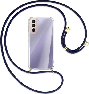 Produktbild von Handykette Backcover-Schutzhülle mit Band (Metall goldfarben) für Samsung Galaxy S21 5G - dunkelblau