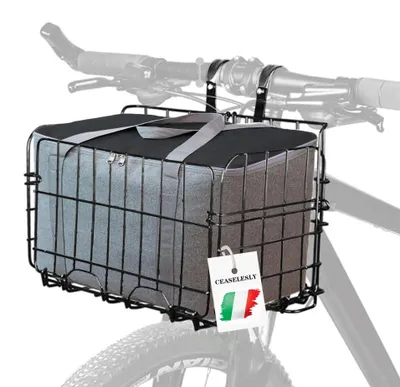 Image de Panier de vélo amovible, pliable, léger, adapté aux vélos pliants et aux VTT, panier de vélo pour