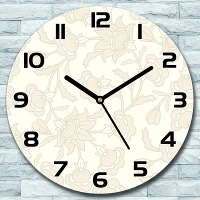Produktbild von Wanduhr aus Glas Rund fi 30 Blumen braun grau Quarz Deko Schlafzimmer Büro