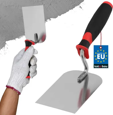 Obrázok produktu pre KOTARBAU® Nerezové murárske hladidlo 128 mm x 80 mm s gumovou rukoväťou Omietacie hladidlo Hranaté omietacie hladidlo Nevyhnutné na murárske práce