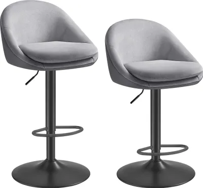 Produktbild von VASAGLE Barhocker, 2er Set, Barstuhl, höhenverstellbar, 360° drehbar, Küchenstuhl, mit Rückenlehne, Sockel, Fußstütze, Stahl