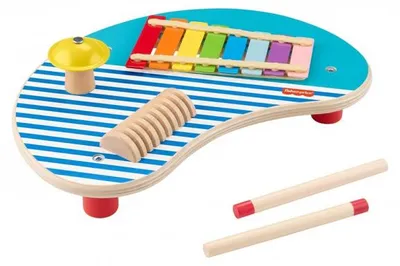 Image de Table musicale en bois 3 en 1 - instruments de musique - fisher-price - hxt91 - jouet eveil bébé