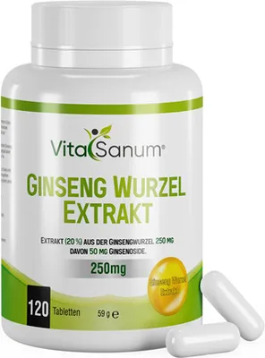 Produktbild von VitaSanum® - Ginseng Wurzel Extrakt - 120 Tabletten - Apothekenherstellung