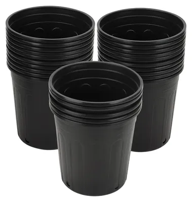 Zdjęcie produktu dla Zestaw 25 czarnych plastikowych doniczek do roślin z otworami drenażowymi