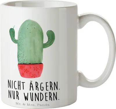 Produktbild von Mr. & Mrs. Panda Tasse Kaktus Wut - Weiß - Geschenk, Kaffeebecher, Kakteen, Chefin, Keramiktasse, Kollege, Kollegin, Becher, schöne, haferl, Büro