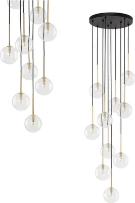 Zdjęcie produktu dla Lampa wisząca kaskadowa Nilos 5944 kule do kuchni przezroczysta złota