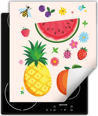Produktbild von DarHaus Herdabdeckplatte 45x52 cm Anti Rutsch Matte Aufrollbar, bunt - Obst